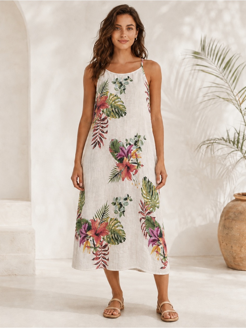 Lungo L’Arno 100% Linen Floral Maxi Dress NWT Size S